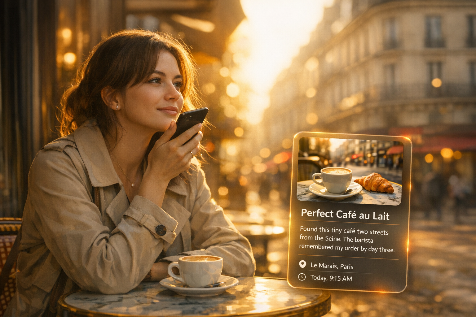Whisper capture: Perfect Café au Lait in Le Marais, Paris
